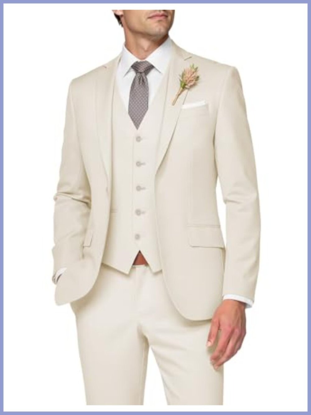 Men's 3 Piece Slim Fit Suit One Button Jacket Vest Pants Set